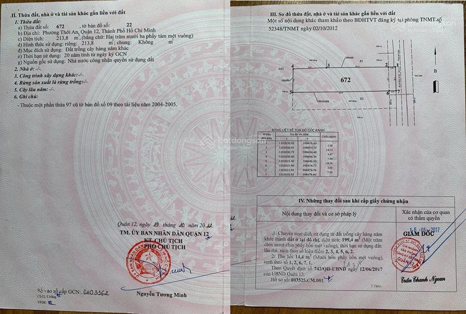 Bán lô đất 370m ngang 12m giá 24.9 tỷ phường thới an, quận 12, tp hồ chí minh