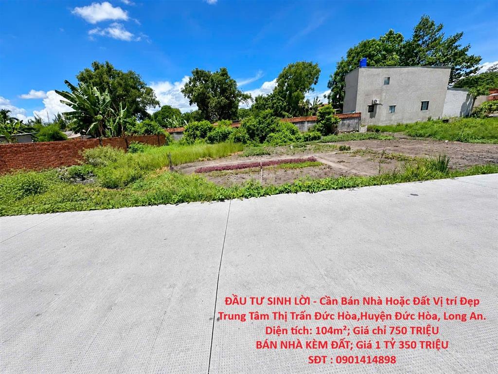 Đầu tư sinh lời  cần bán đất vị trí đẹp trung tâm thị trấn đức hòa, huyện đức hòa, long an.