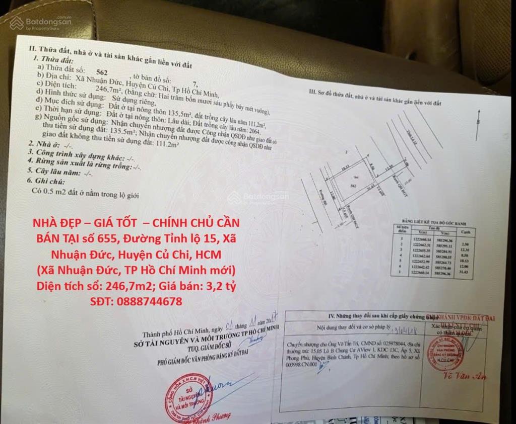 Nhà đẹp giá tốt chính chủ cần bán tại số 655, đường tỉnh lộ 15, xã nhuận đức, huyện củ chi, hcm