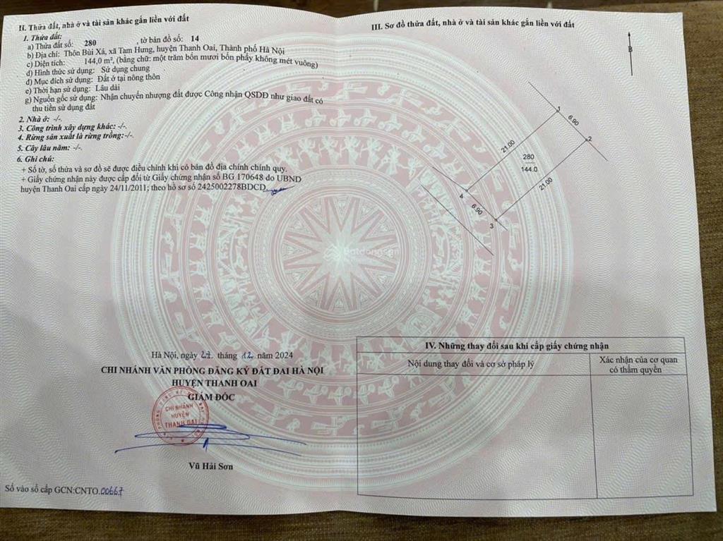 Hoa hậu tam hưng  thanh oai 144m2 mặt tiền 6,9m, view sân bóng, ô tô chạy thông giá đầu tư