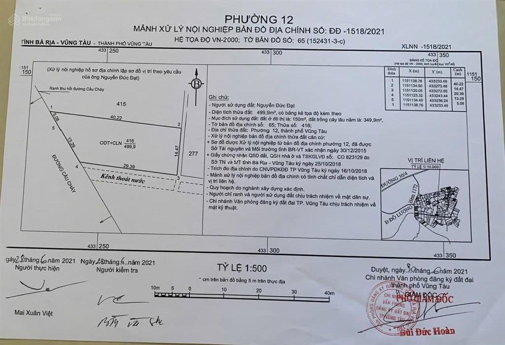 Bán 03 thửa đất đẹp tại phường 12, tp. vũng tàu
