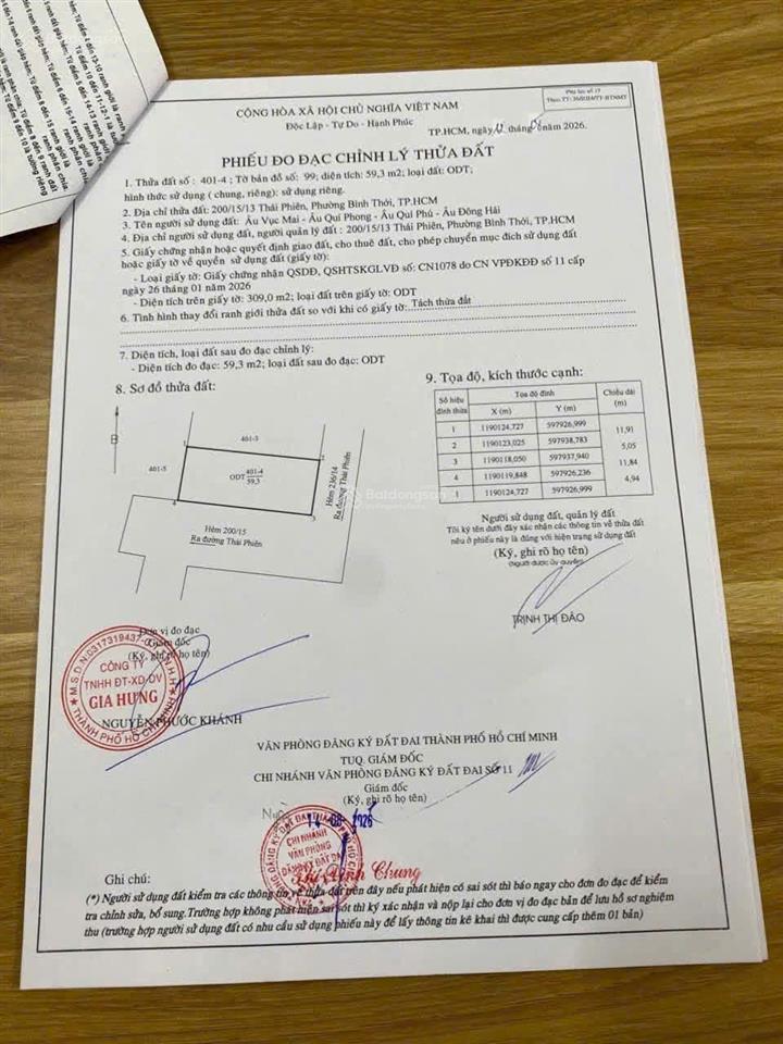 Bán gấp đất góc 2 mặt hướng khu vip p. 8 q. 11 cũ giá 6,8 tỷ