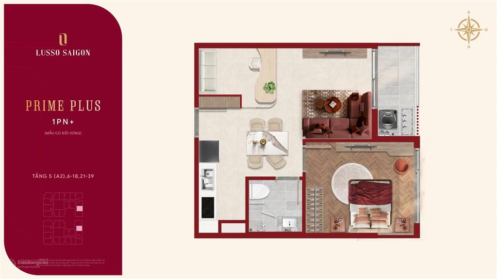 Căn 1pn+ lusso thiết kế linh hoạt, dễ ở, dễ đầu tư, giá từ 2.5 tỷ