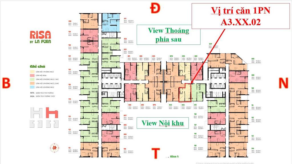 Chuyển nhượng căn 1pn tòa risa giá full chỉ 2,636 tỷ view nội khu tầng trung siêu đẹp