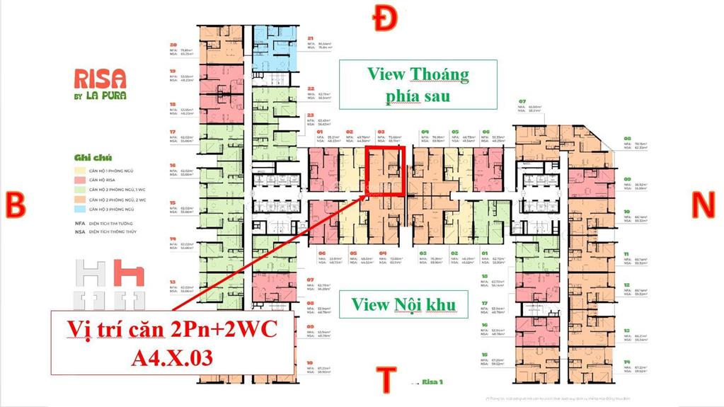 Chuyển nhượng căn 2pn2wc tòa risa giá full chỉ 3,98 tỷ tầng thấp view nhìn ra trường quốc tế