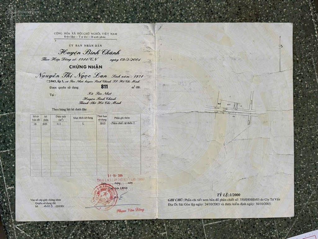 Bán lô đất mặt tiền đê số 4, tân nhựt, bình chánh