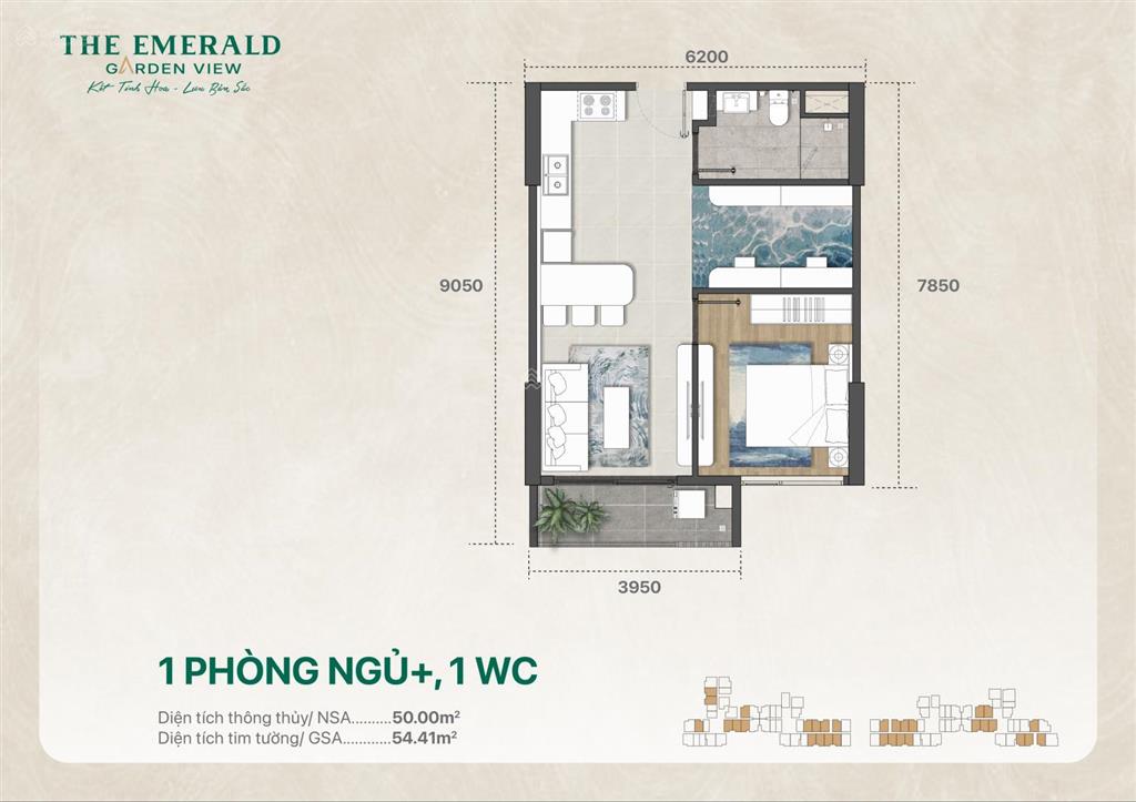 Cần bán căn 54,4m2 the emerald garden view. bàn giao full nội thất nhật bản