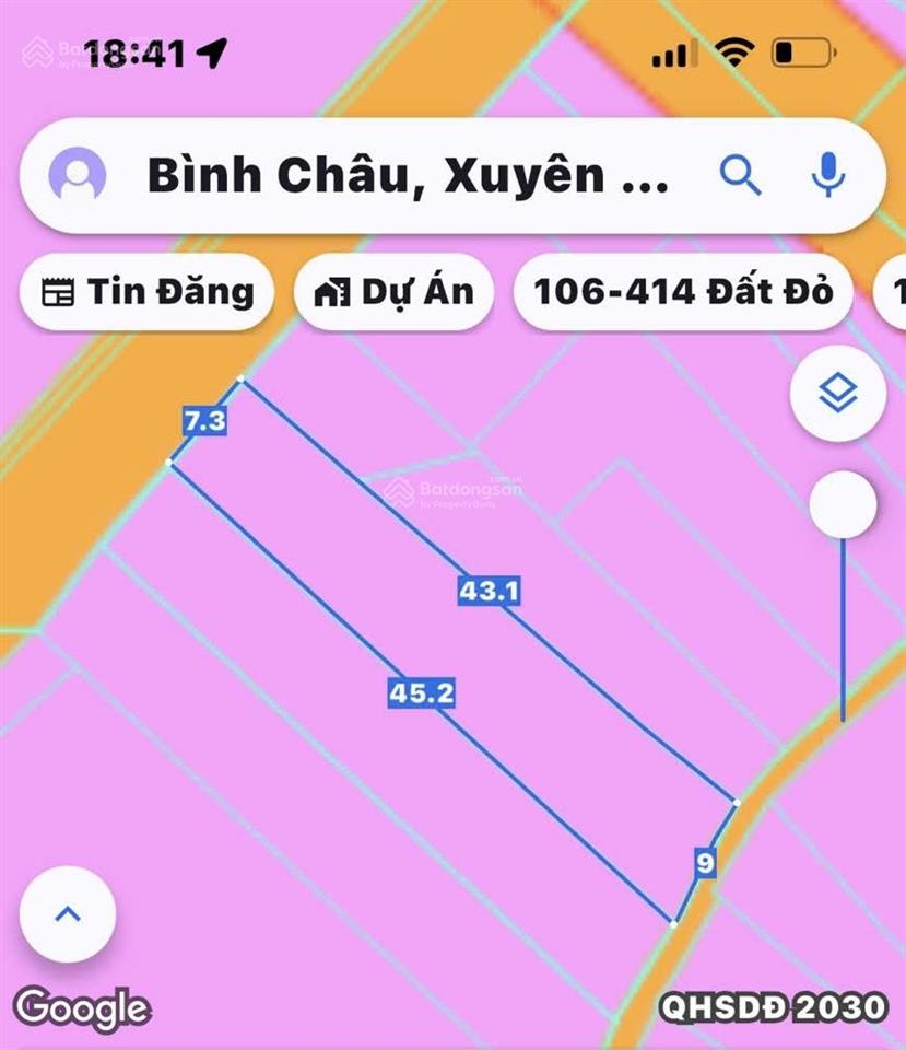 Bán đất biển xã bình châu, dt 347m² có 125m² thổ cư, lô đất 2 mặt tiền, cách biển 500m, tiềm năng