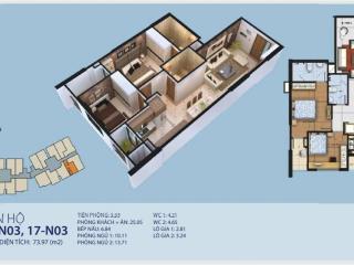 Bán căn s sổ đỏ = 75m2 tòa n03 2pn 2wc, giá 6.3 tỷ