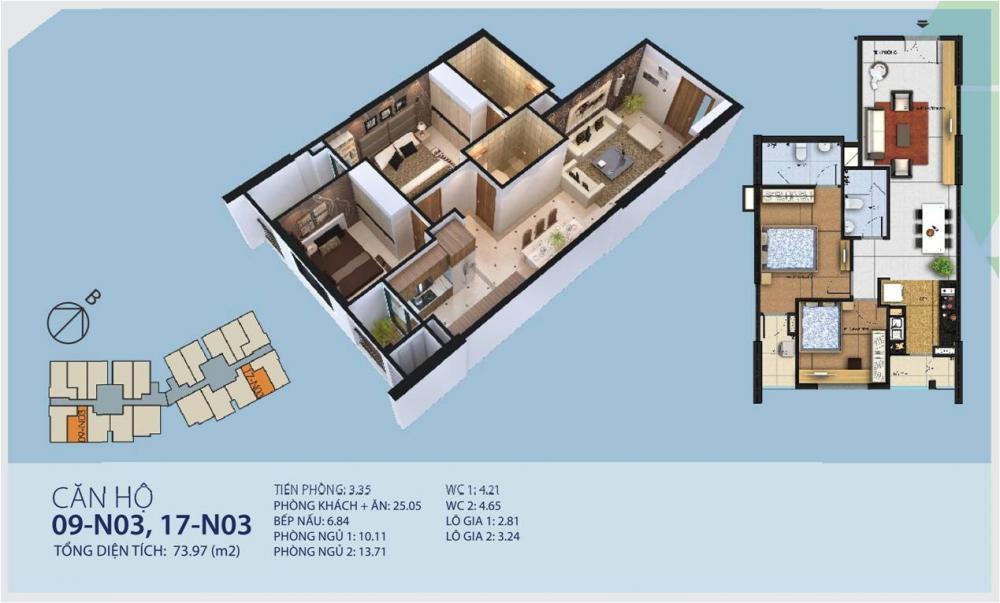 Bán căn n03 dt 73m2 giá chỉ 6.2 tỷ có tl