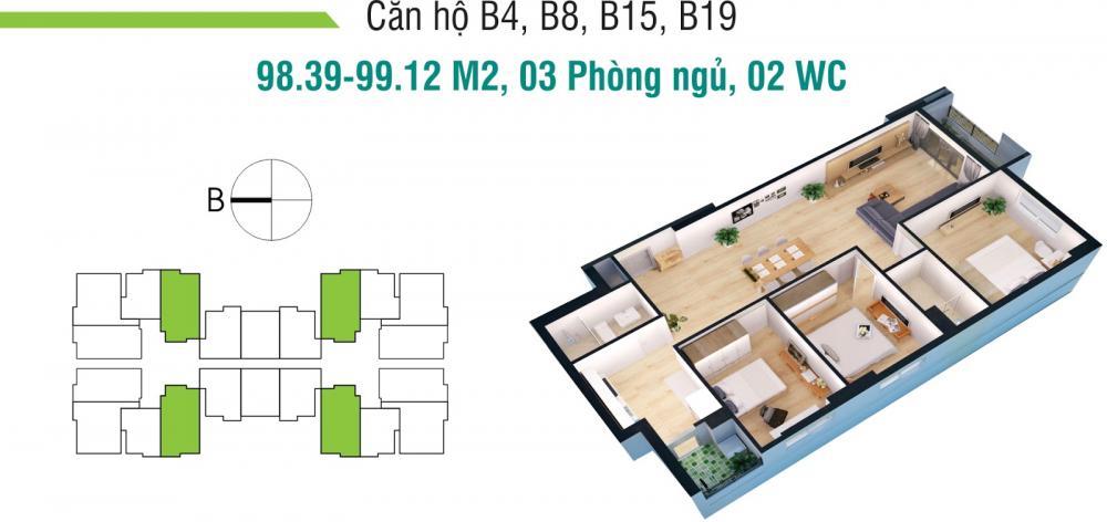 Bán ch 3pn full nội thất giá cực chất 7 tỷ, 98.8m2 tại sky central, hoàng mai, hn