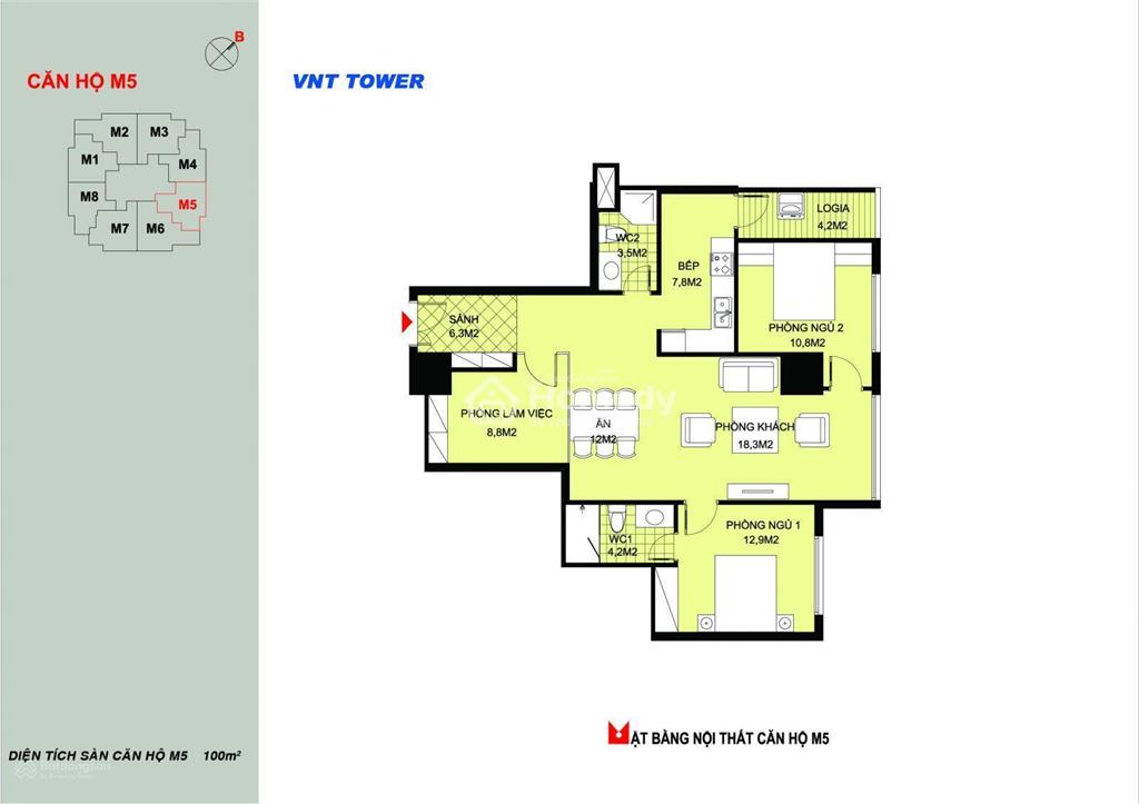 Bán căn hộ 3pn 100m2 giá 7,4 tỷ tại vnt nguyễn trãi