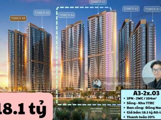 3pn góc tháp a3 tầng cao 2x giá tốt của trục view trực diện sông và khu thể thao rạch chiếc