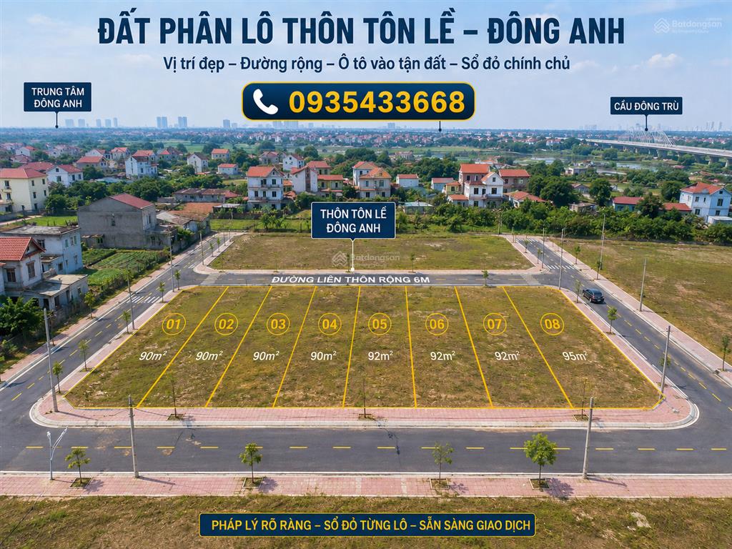Rẻ nhất thị trường bán lô đất đẹp tuân lề xã tiên dương đông anh 100m2 vuông vắn mặt tiền 5m