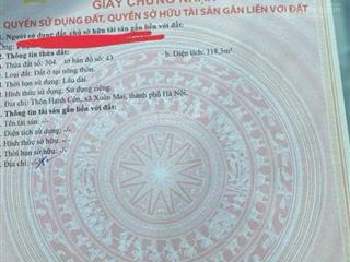 Trục chính thôn 118m thổ cư kinh doanh,hạnh côn xuân mai ha nội chỉ hơn 1 tỷ