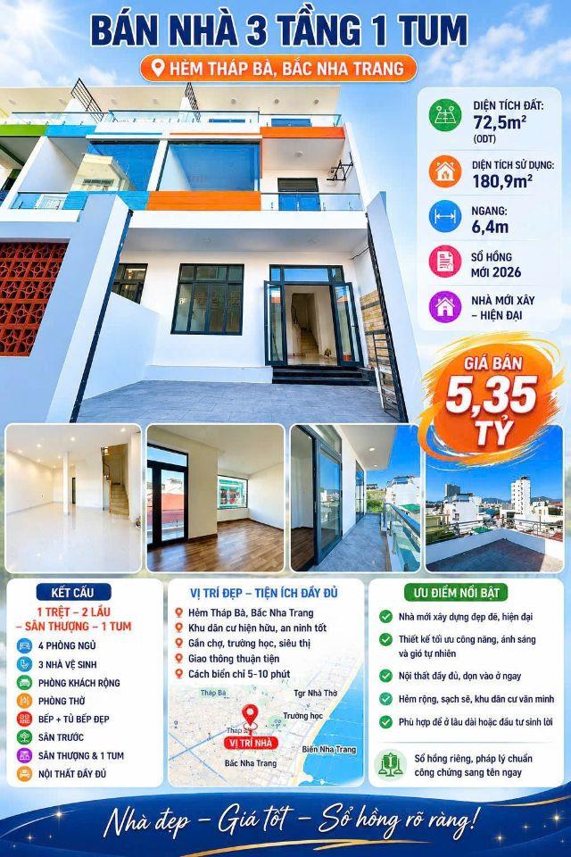 bán nhà(GẦN BIỂN) 72m2-3Tầng-3PN-Tháp Ba-bắc nha trang-chỉ 5ty350  💥hàng hiếm