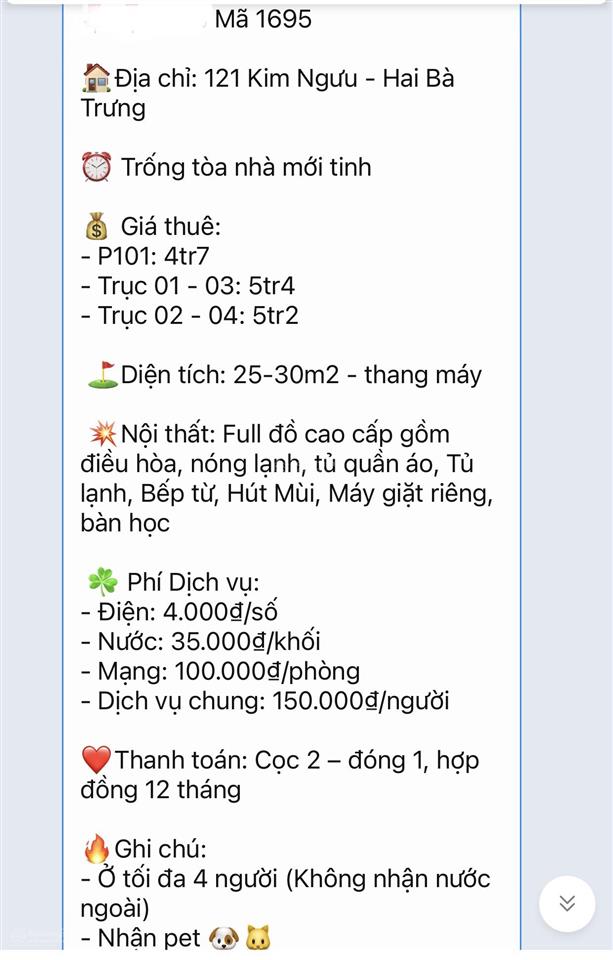 Địa chỉ 121 kim ngưu  hai bà trưng