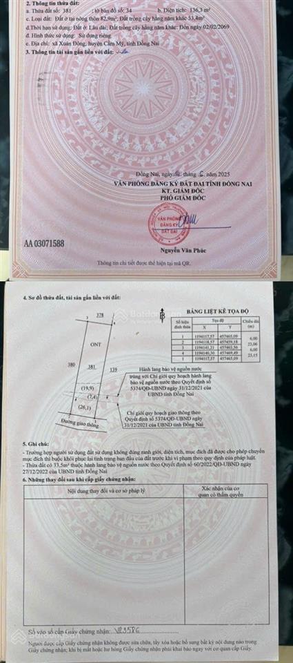 Bán đất tại đường 765, xã xuân đông, cẩm mỹ, đồng nai, 450 triệu, 136.3 m2