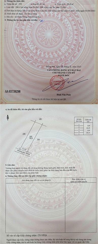 Bán đất 99.8m2 giá 350 triệu tại đường 765, xã xuân tây, cẩm mỹ, đồng nai