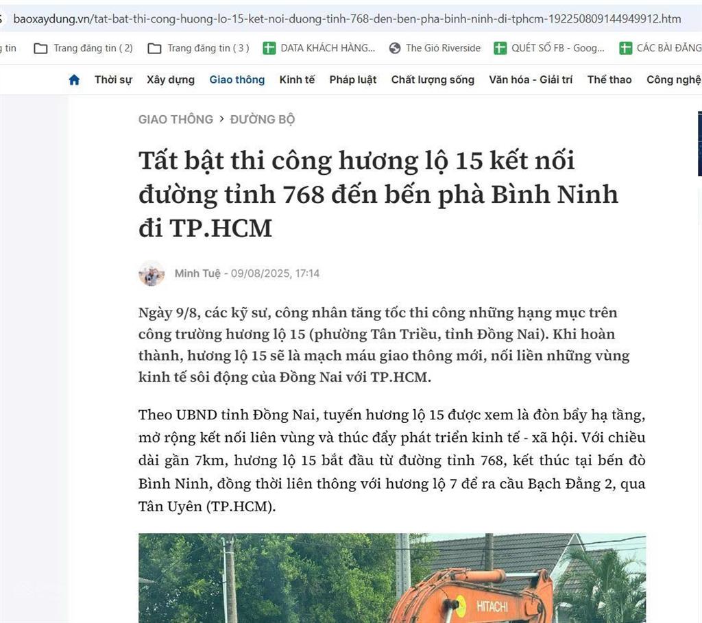 Siêu phẩm đầu tư lô mặt tiền hl15, tân triều chỉ 1 tỷ 950 shr thổ cư bao check qh