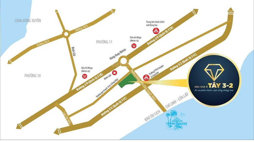 Bán lô đất biệt thự thuộc khu nhà ở phía tây đường 3/2, cách 500 mét dự án blanca city (sun group)