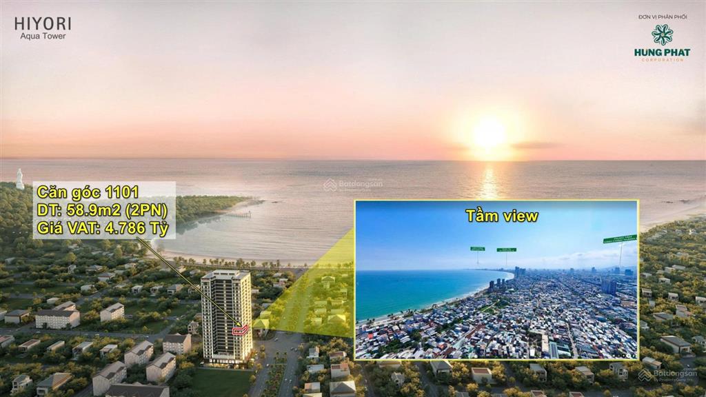 Bán căn góc 1101 hiyori aqua tower đà nẵng  view biển và thành phố