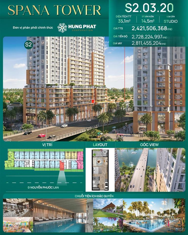 Nổi bật căn hộ sân vườn trực diện sông spana tower đà nẵng, ưu đãi 2,4 tỉ hiếm có trong t9/2025