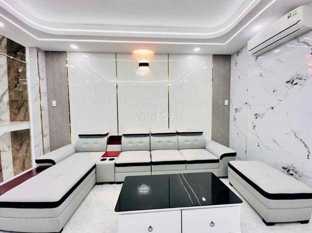 Cho Thuê Nhà Mới Xây DT 4x20 Full Nội Thất 1Trệt 1Lửng 3Lầu 5Pn 5Wc