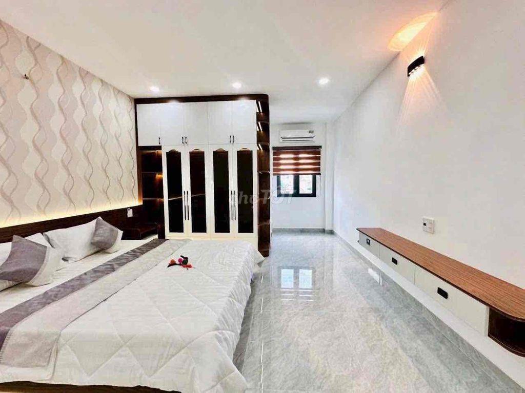 Cho Thuê Nhà Mới Xây DT 4x20 Full Nội Thất 1Trệt 1Lửng 3Lầu 5Pn 5Wc