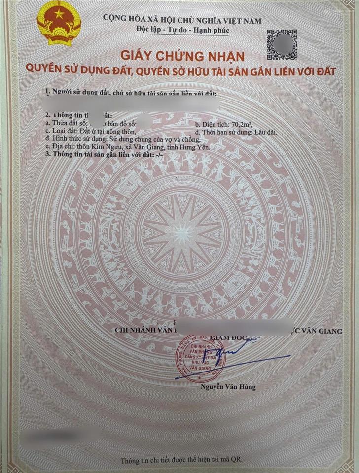 Bán 70,2m2 tại văn giang  hy chỉ vài bước chân ra tới đh bách khoa. mt 5m hậu 5m ngõ ô tô tải