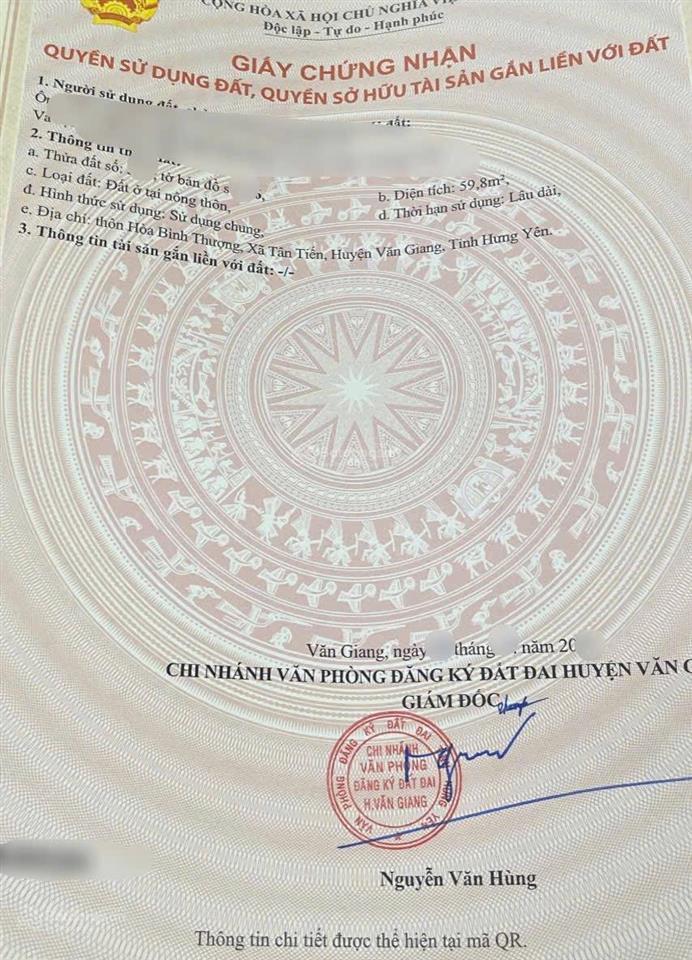 Bán 59,8m2 tại văn giang  hy, mảnh góc 2 mặt gần đường và các dự án lớn, kcn đang thi công
