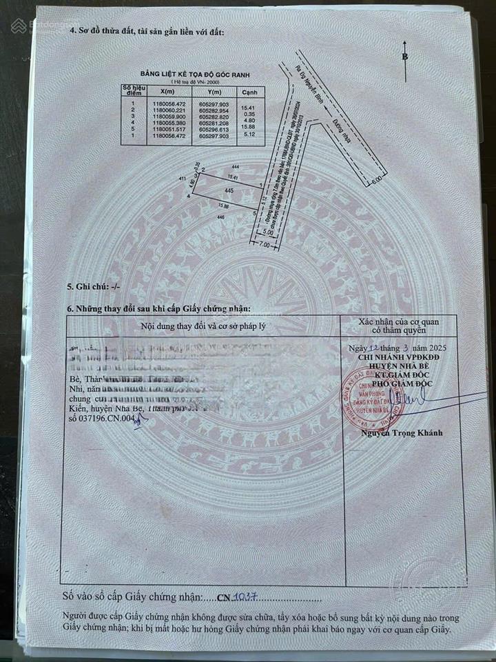 Cần bán gấp lô đất hẻm xe hơi nguyễn bình nhà bè, cách vivo city 10km giá 45 triệu/m2