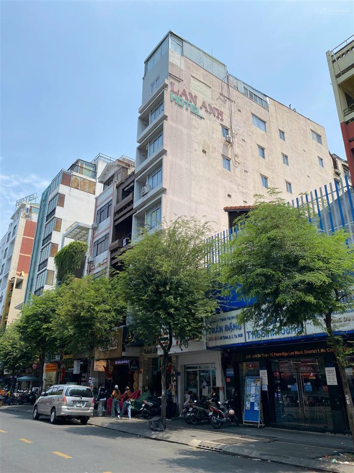 Bán khách sạn 232 đề thám, phạm ngũ lão, q1, dt 4x24m, 11 tầng, hđt 250tr, giá bán 85 tỷ(tl)