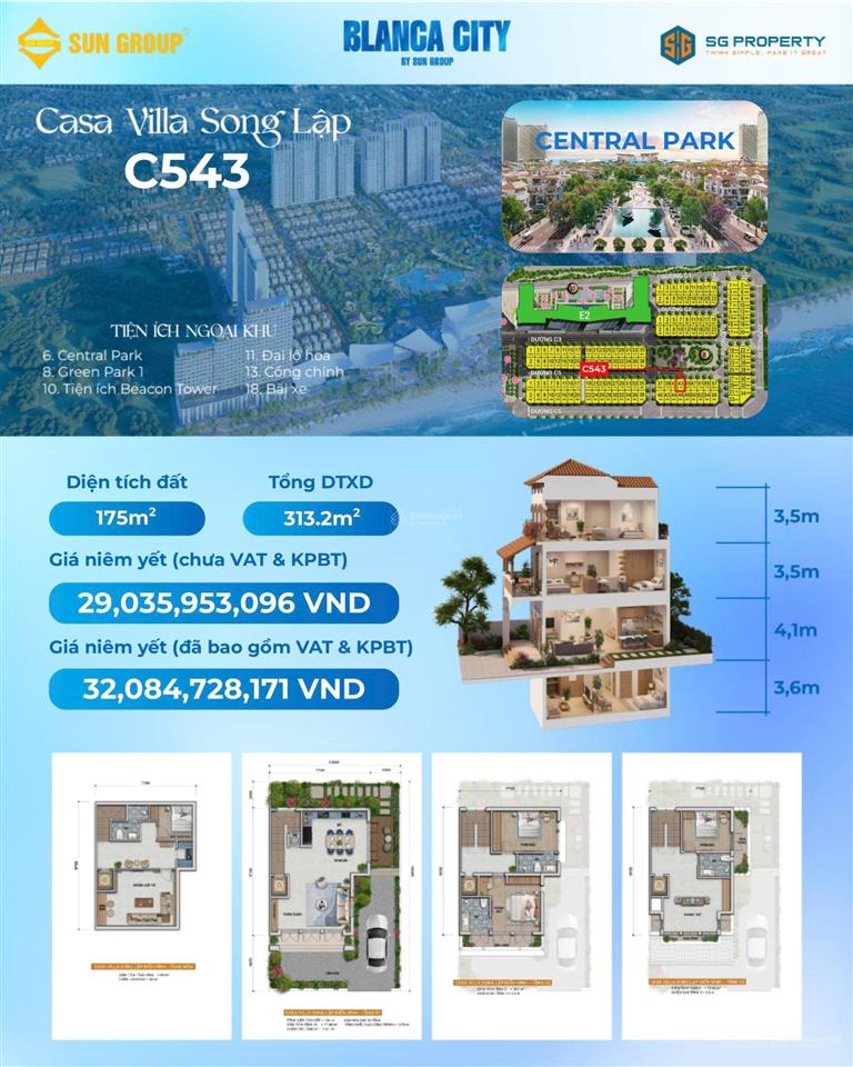 Bán biệt thự blanca city, 32,084 tỷ, 175m2, 3pn + 3wc, 4 tầng, vũng tàu