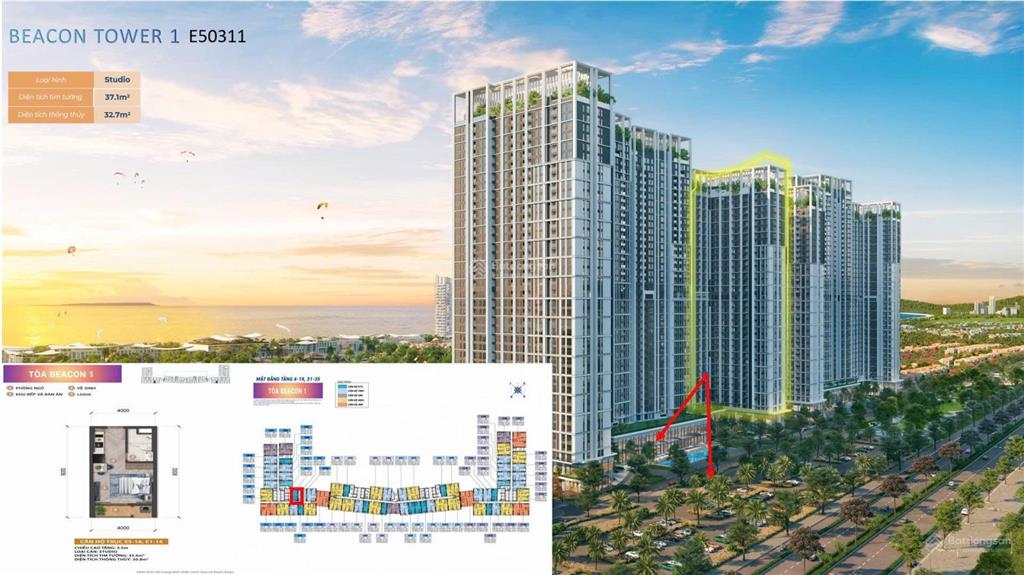Sang nhượng studio sân vườn blanca city  beacon, tòa e5 tầng 3, 37,1m², sân vườn 12m²