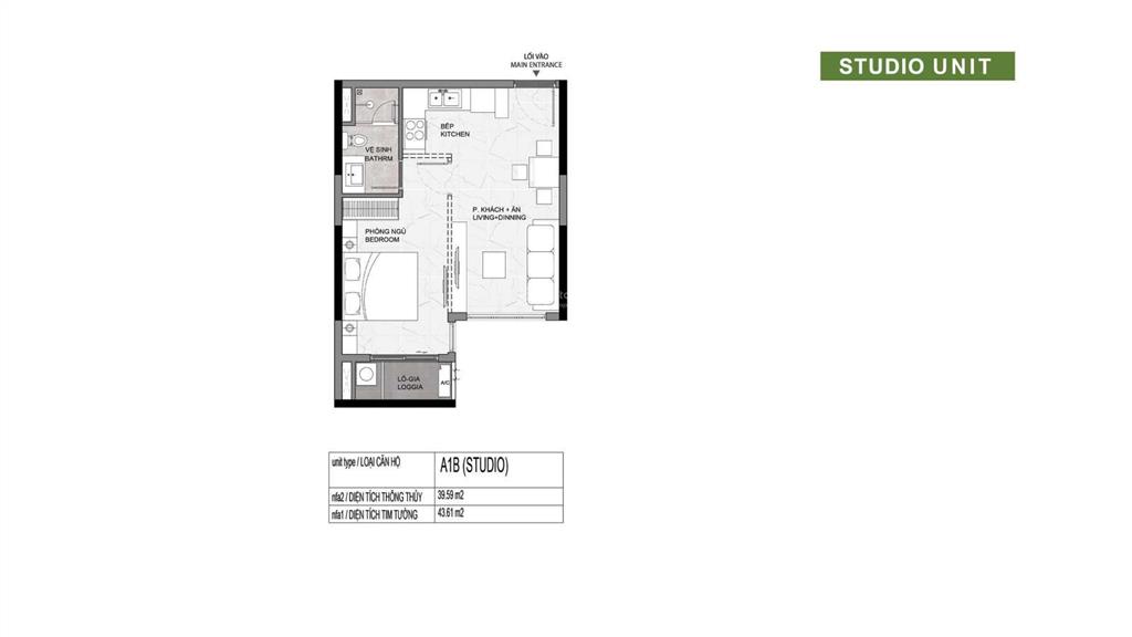 Elysian  chuyển nhượng căn hộ 1pn dt 43,61m2 giá bán 3.1 tỷ bao thuế phí. nhận nhà quý 2.2027