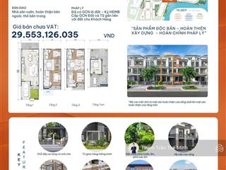 Bán nhà liên kế vườn tại khu đô thị 60ha gladia by the water, 29,553 tỷ, tổng dtxd 251m2, hướng tb