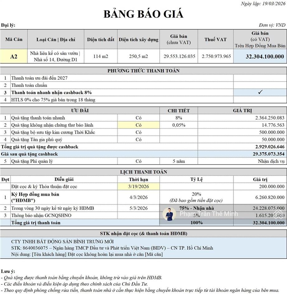 Bán nhà liên kế vườn tại khu đô thị 60ha gladia by the water, 29,553 tỷ, tổng dtxd 251m2, hướng tb