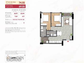 Cho thuê căn hộ 68m2 có bếp, rèm, máy lạnh, giàn phơi  0918 585 ***