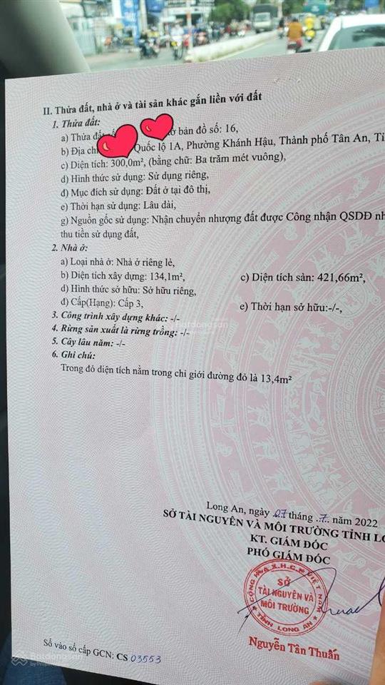 Bán đất thành phố tân an  tỉnh long an, mặt tiền quốc lộ 1a ngay đại học kinh tế long an
