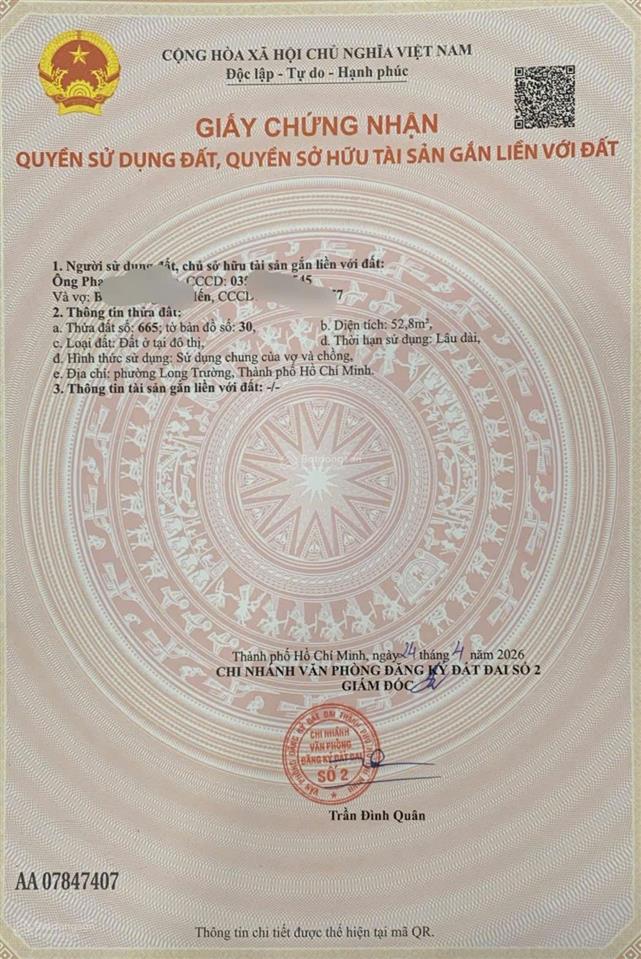 Bán đất sổ hồng riêng 2,8 tỷ/53 m2 đường nhựa gần ủy ban, đang nhiều khách xem