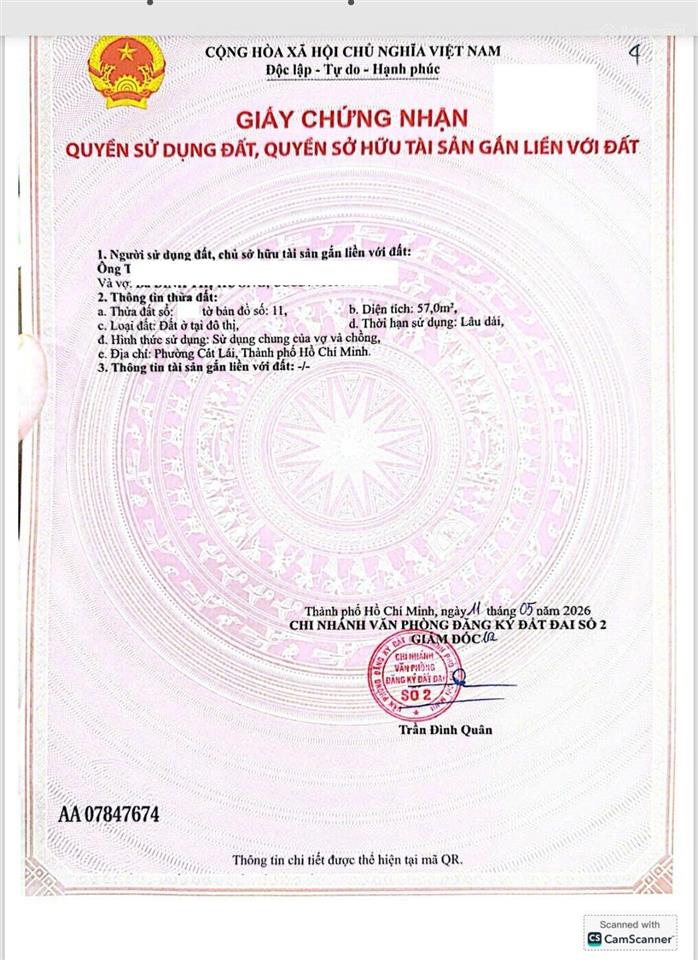 Chính chủ bán lô đất hẻm ô tô đường đồng văn cống, đối diện chi cục thuế q2 giá 6,5 tỷ sổ riêng