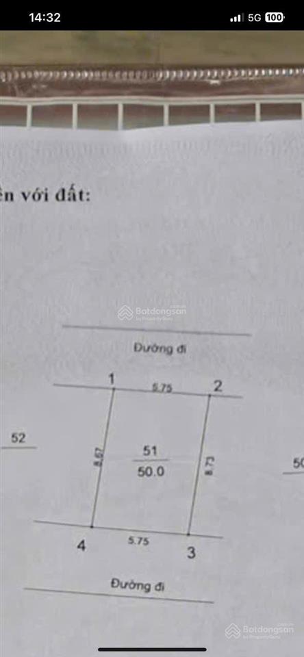Đất phân lô càu diễn 50m mt 5m