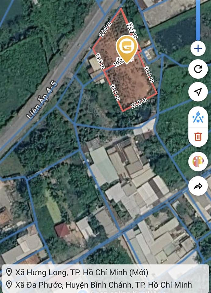 Bán 946m2 đất mặt tiền đường liên ấp 4  5, đa phước, bình chánh (nay thuộc xã hưng long, tp. hcm)