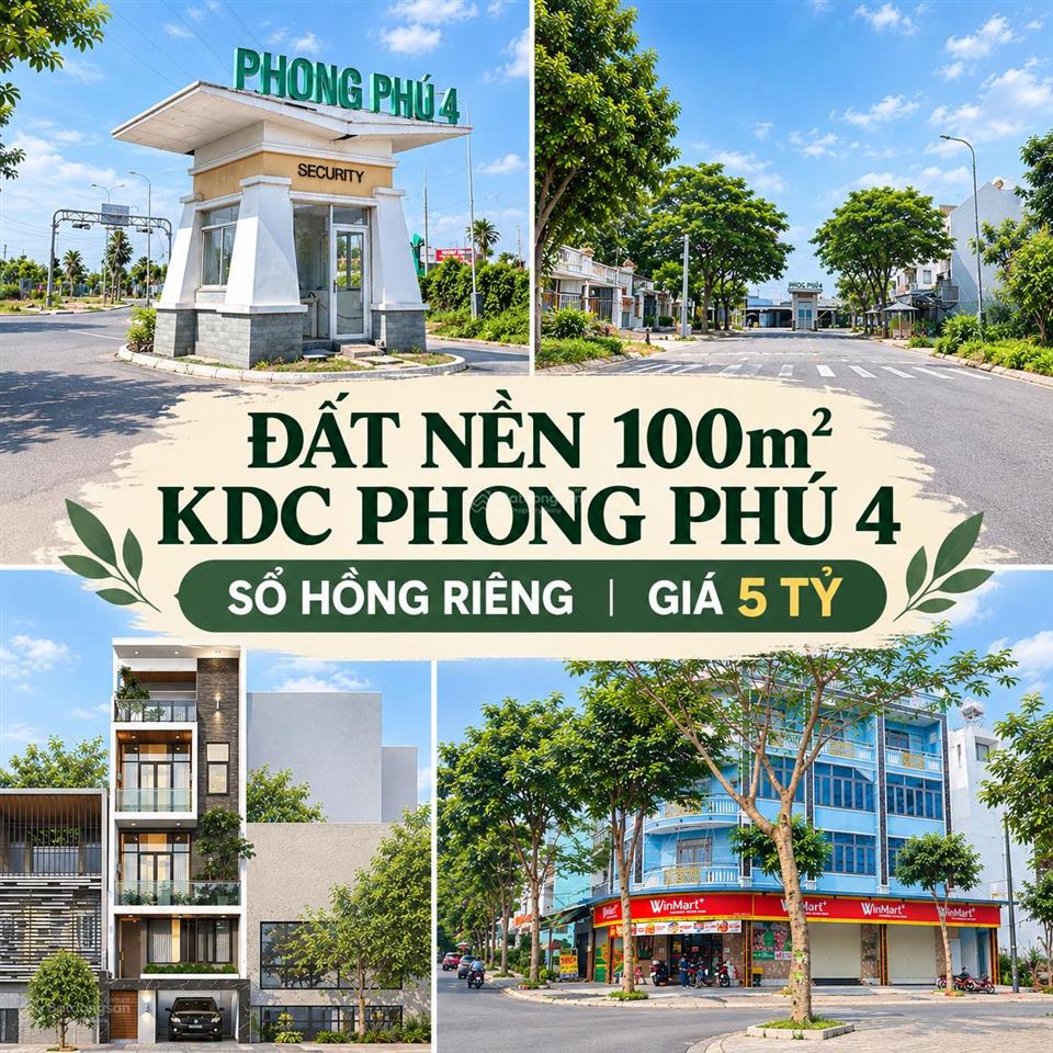 Chỉ 1 nền hiếm có  100m2  sổ hồng riêng  giá 5 tỷ  kdc khang điền bình chánh