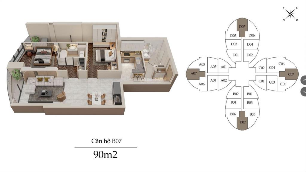 Tôi chính chủ bán lại căn hộ 90m² 2 phòng ngủ + tháp c view đẹp tại tòa nhà the queen