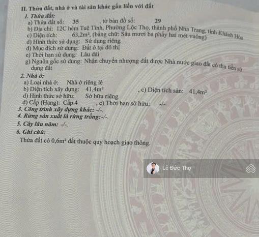 Bán nhà hẻm ô tô nguyễn thiện thuật gần biển. diện tích 63m2 ngang 5,8m. giá 10tỷ