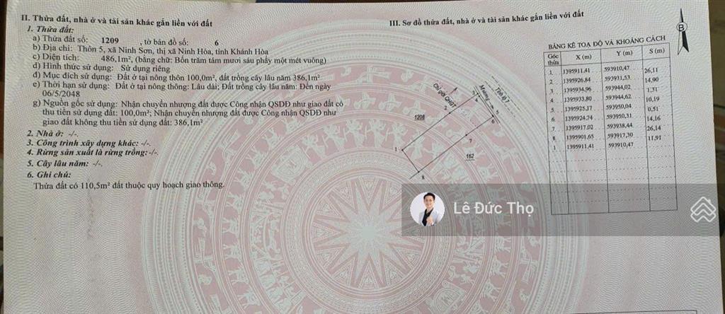 Cần bán mảnh đất mặt tiền tỉnh lộ 7, ninh sơn. diện tích 486m2 ngang 12m. giá chỉ 2,6 tỷ