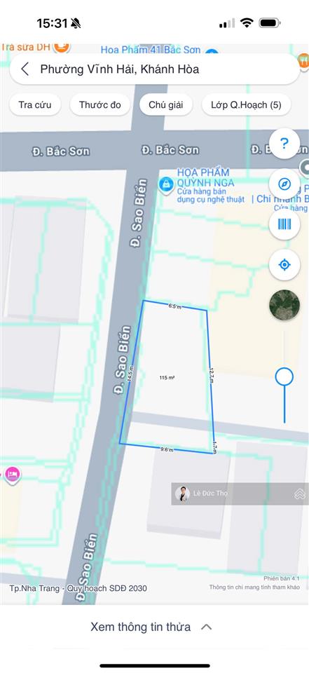 Lô đất 115m2 ngang 14,5m đường sao biển, cách biển hòn chồng chỉ 200m. giá chỉ 12 tỷ
