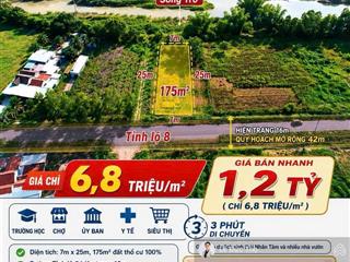 Kẹt tiền bán đất mặt tiền tỉnh lộ 8, diên lâm, khánh hoà. diện tích 175m² ngang 7m. giá chỉ 1,2 tỷ